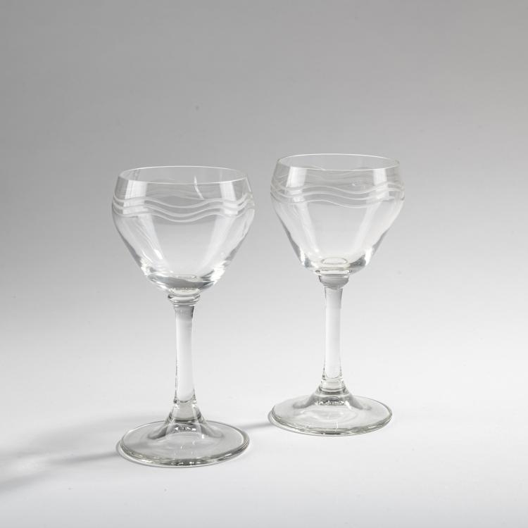 Hauptbild zu Objekt, Two southern wine glasses, c. 1904, Hans Christiansen, Theresienthaler Krystallglasfabrik, 176C 621