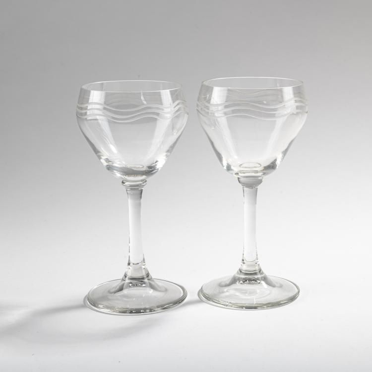 Bild 1 zu Objekt, Two southern wine glasses, c. 1904, Hans Christiansen, Theresienthaler Krystallglasfabrik, 176C 621