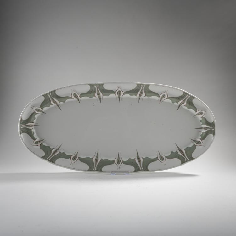 Hauptbild zu Objekt, Large oval serving plate 'Crocus', 1896, Konrad Hentschel, Meissen, KPM, 176C 633