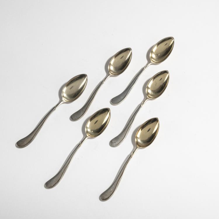Hauptbild zu Objekt, Six spoons from the 'Tulip cutlery', 1898/99, Heinrich Vogeler, Wilkens & S&ouml;hne, Bremen, 176C 722