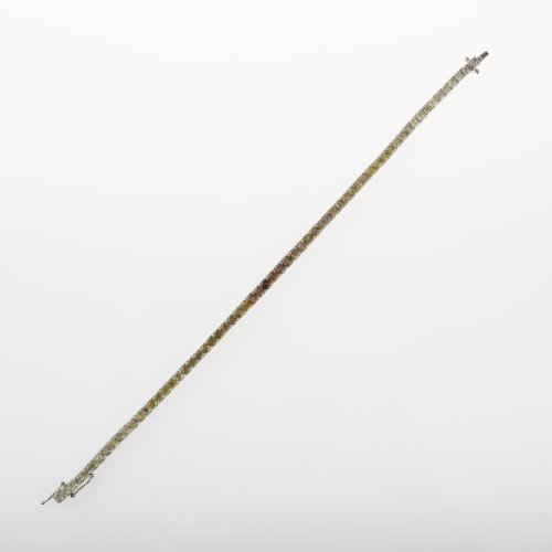 Rivière-Armband mit natürlichen, farbverlaufenden Diamanten im Cushion Cut