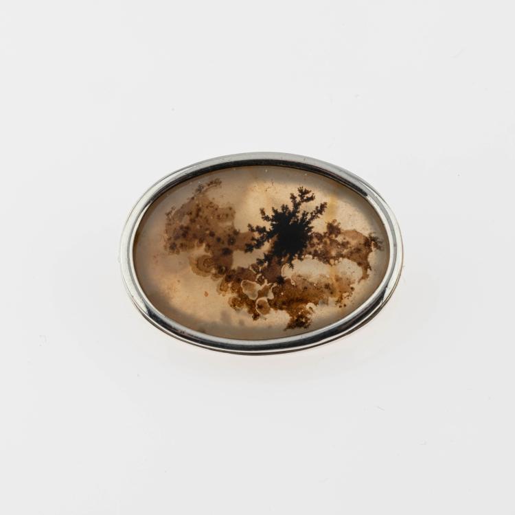 Hauptbild zu Objekt, Brooch with moss agate, c. 1920, Josef Hoffmann,Georg St&ouml;ger, Wiener Werkst&auml;tte, St&ouml;ger, Georg, 176C 604