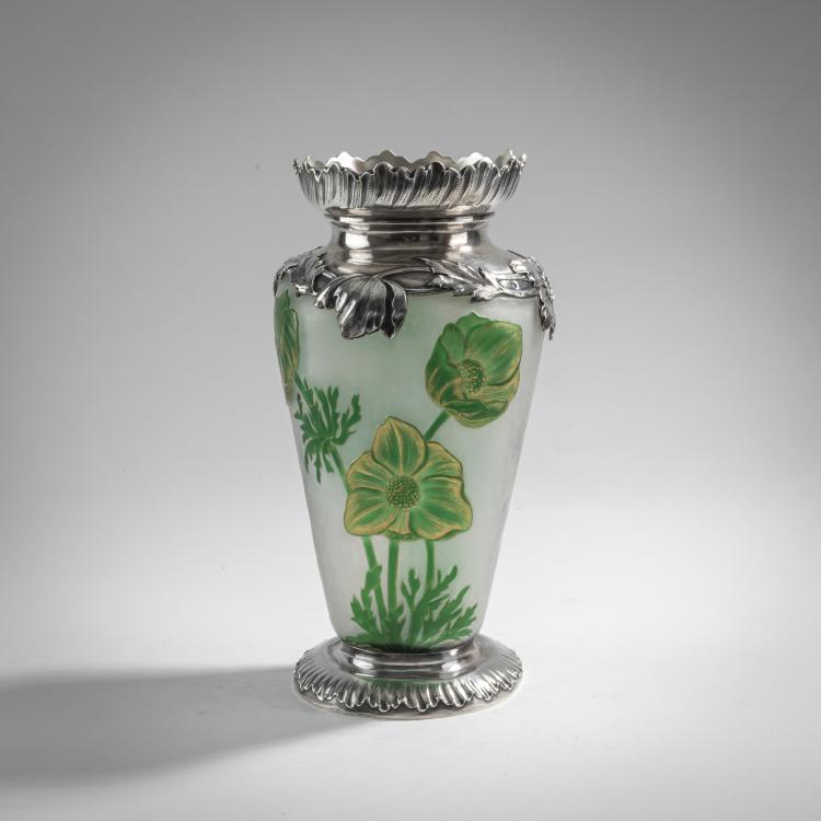 Hauptbild zu Objekt, Gro&szlig;e Vase 'Pavots' mit Silbermontierung, um 1900, Daum Fr&egrave;res, Nancy, 176C 371