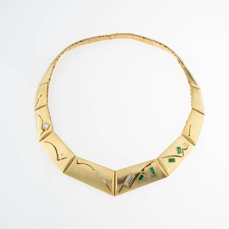 Hauptbild zu Objekt, Unikat-Collier mit aufw&auml;ndigen S&auml;gearbeiten, 1992, Johann M&uuml;llerperth, 176D 900