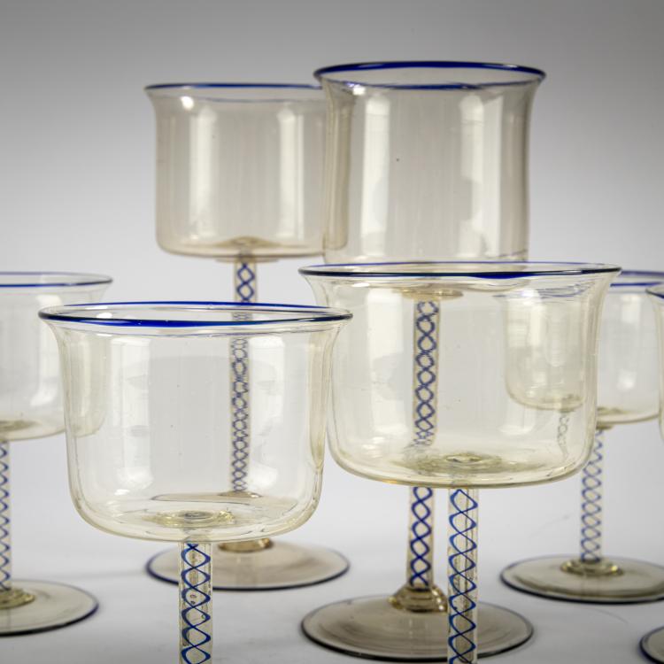Bild 1 zu Objekt, Acht Trinkgl&auml;ser, um 1925, Vittorio Zecchin, Cappellin, M.V.M., Murano (zugeschrieben/attr.), 177B 486