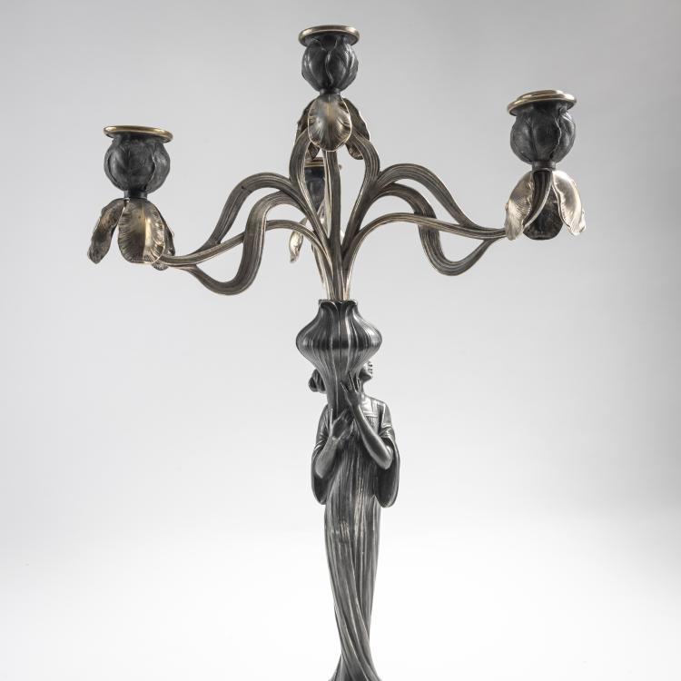 Bild 2 zu Objekt, Two candlesticks with female figures, c. 1900, WMF, Geislingen, 176C 710