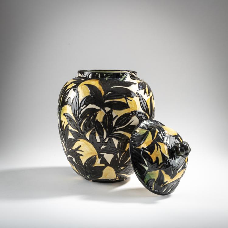 Bild 1 zu Objekt, Lidded vase 'Lemons', 1921-25, Max Laeuger, Karlsruhe, Majolika-Manufaktur, 176C 661