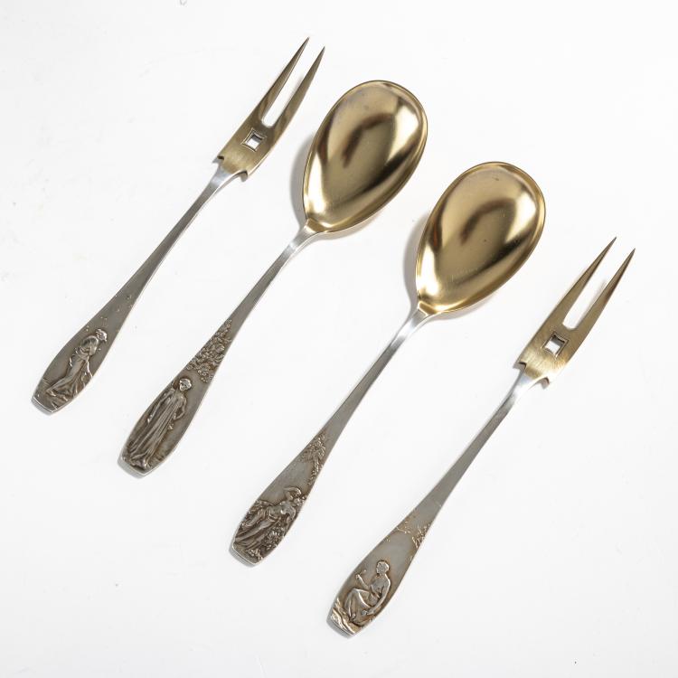 Bild 1 zu Objekt, Vierteiliges Silberbesteck 'Vier Jahreszeiten', um 1903, Adolph Amberg, Bruckmann & S&ouml;hne, Heilbronn, 176C 713