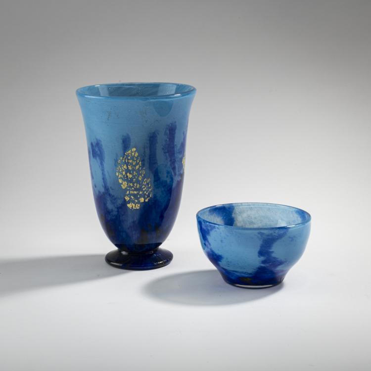 Hauptbild zu Objekt, Vase und Schale 'Jades', um 1925, Daum Fr&egrave;res, Nancy, 176C 392