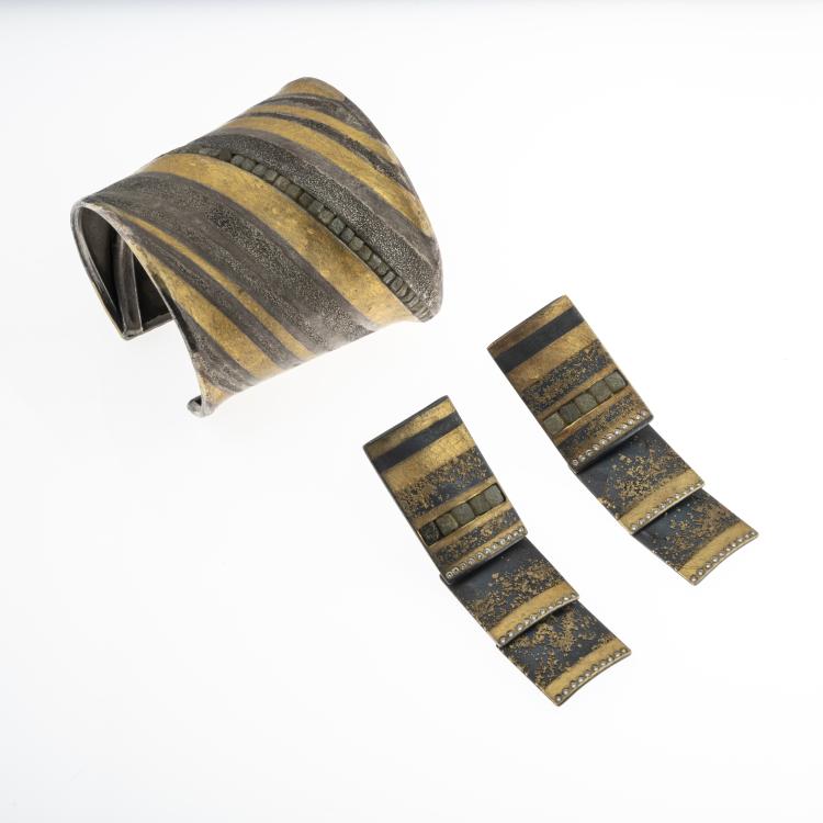 Hauptbild zu Objekt, Bracelet and earrings with rough diamonds, 1989/2002, Michael Zobel, 176D 902