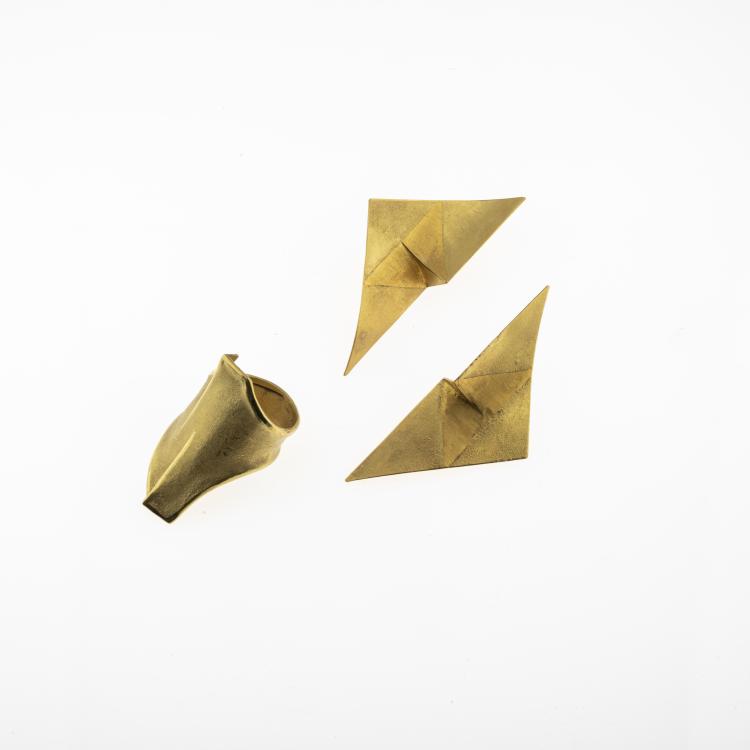 Hauptbild zu Objekt, Ring und Paar Ohrstecker, 1991, Michael Zobel, 176D 905