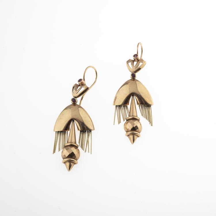 Hauptbild zu Objekt, Biedermeier-Ohrh&auml;nger mit Rubinen, 176D 776