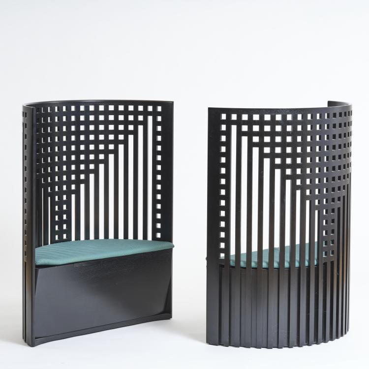 Hauptbild zu Objekt, Zwei Sessel 'Willow I', 1904 (Entwurf), Charles Rennie Mackintosh, Cassina, Mailand / Milan, 177A 218