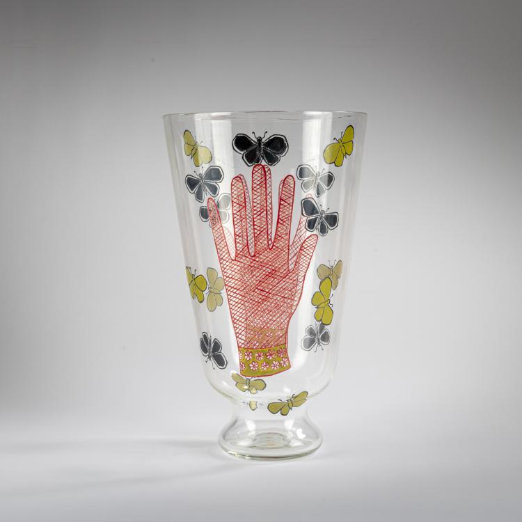 Hauptbild zu Objekt, Vase 'Mani con farfalle', 1940, Piero Fornasetti, S.A.L.I.R., Murano; Fornasetti, Piero, Mailand, 177B 521