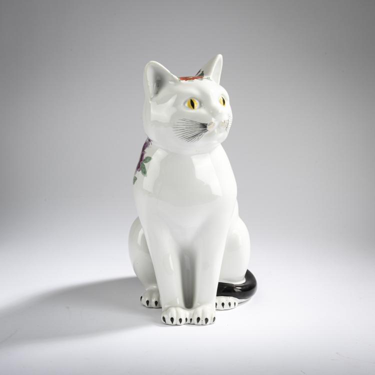 Hauptbild zu Objekt, Katze 'Gatto seduti fiorato', 1960er Jahre (Entwurf), Piero Fornasetti, Fornasetti, Mailand / Milan, 177A 78