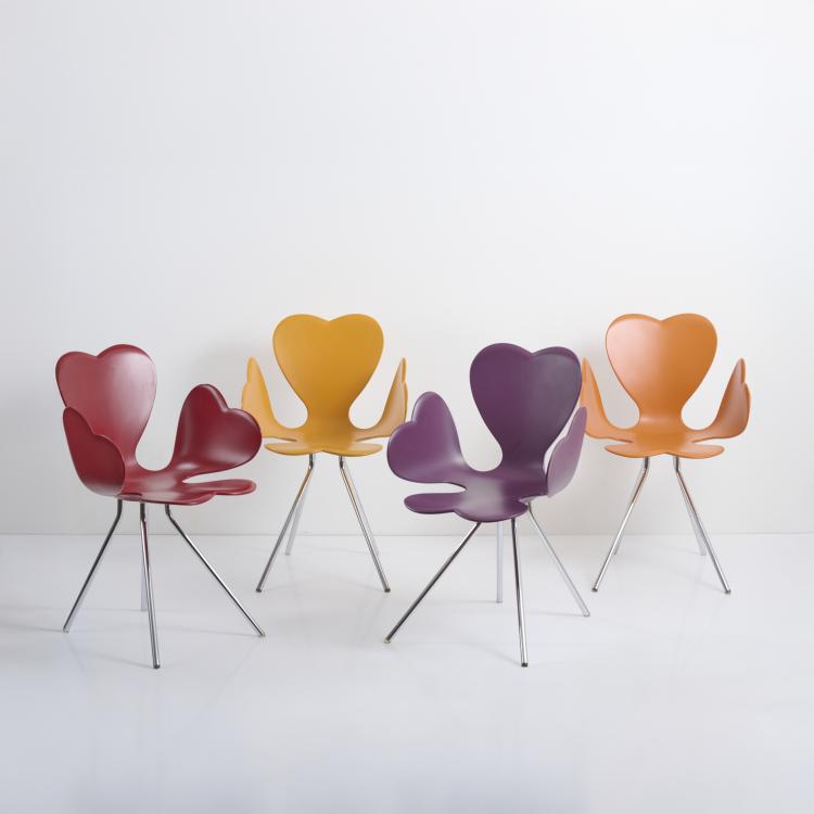 Hauptbild zu Objekt, Vier Armlehnst&uuml;hle 'Fortuna', 1996, Leonardo Volpi, Edra Mazzei, Maila, 177A 464