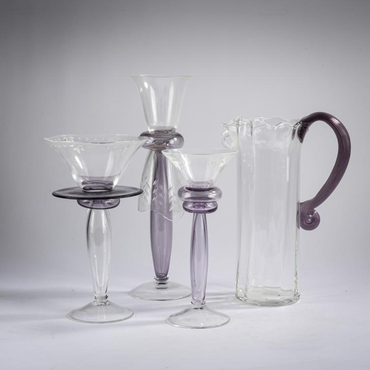 Hauptbild zu Objekt, Three decorative glasses 'Enrico II and III' and jug, 1989 (design), Bořek &Scaron;&iacute;pek, Driade, Corsico, 177A 154