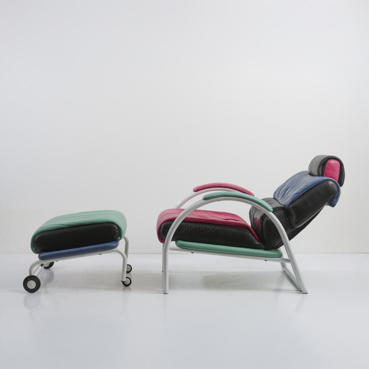 Hauptbild zu Objekt, Armlehnsessel mit Ottoman, 1980er Jahre, Natuzzi, Santeramo in Colle, 177A 439