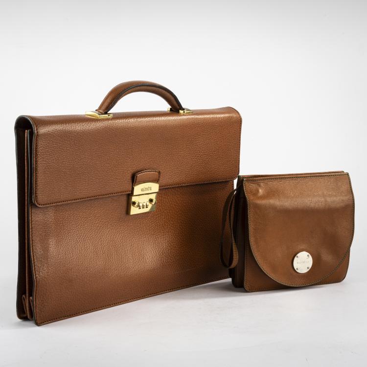 Hauptbild zu Objekt, Aktentasche 'Dial Lock Leather' und Herrenhandtasche, 1970/80er Jahre, Valextra, Mailand / Milan, 177A 129