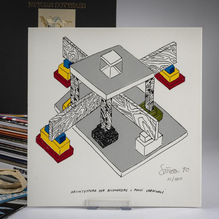 Bild 2 zu Objekt, Konvolut mit diversen POST DESIGN, Memphis Milano Katalogen und einer Sottsass Graphik, 1981-2019, Mailand Memphis,Ettore Sottsass, Memphis, Mailand / Milan, 177A 423