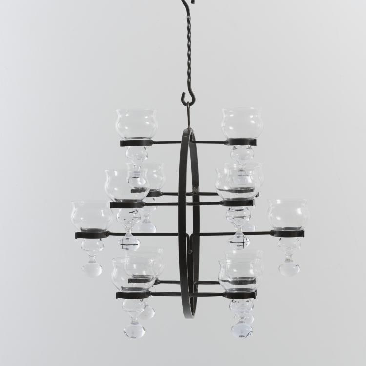 Bild 2 zu Objekt, Twelve-flame ceiling candlestick, 1970s, Erik H&ouml;glund (attributed), Str&ouml;mman & Co., G&ouml;teborg, Boda Nova Glassworks (zugeschrieben/attr.), 177A 111