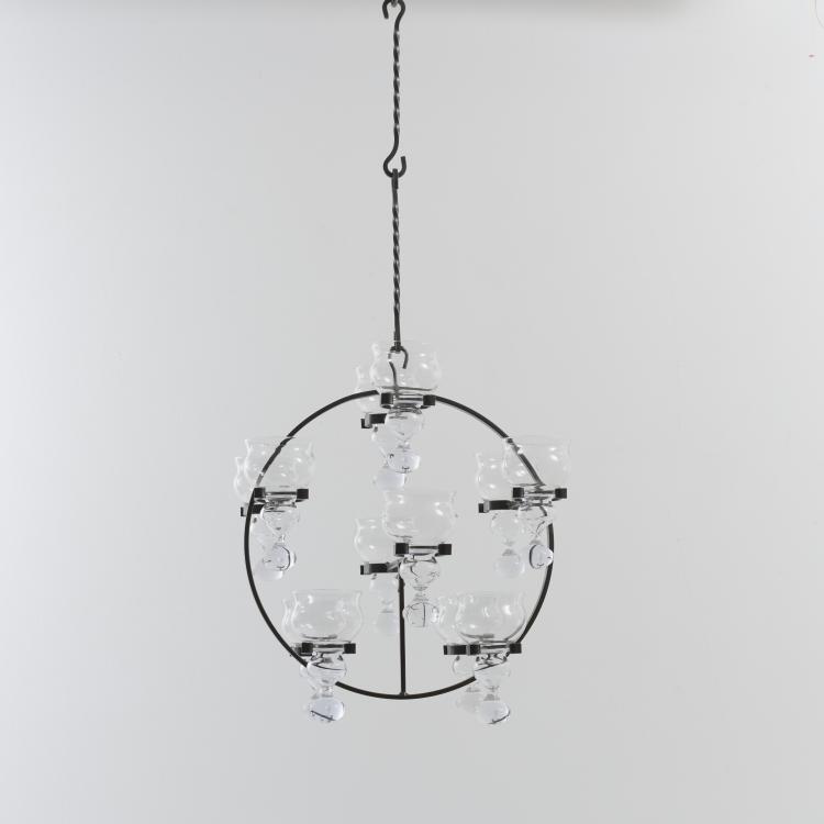 Bild 3 zu Objekt, Twelve-flame ceiling candlestick, 1970s, Erik H&ouml;glund (attributed), Str&ouml;mman & Co., G&ouml;teborg, Boda Nova Glassworks (zugeschrieben/attr.), 177A 111