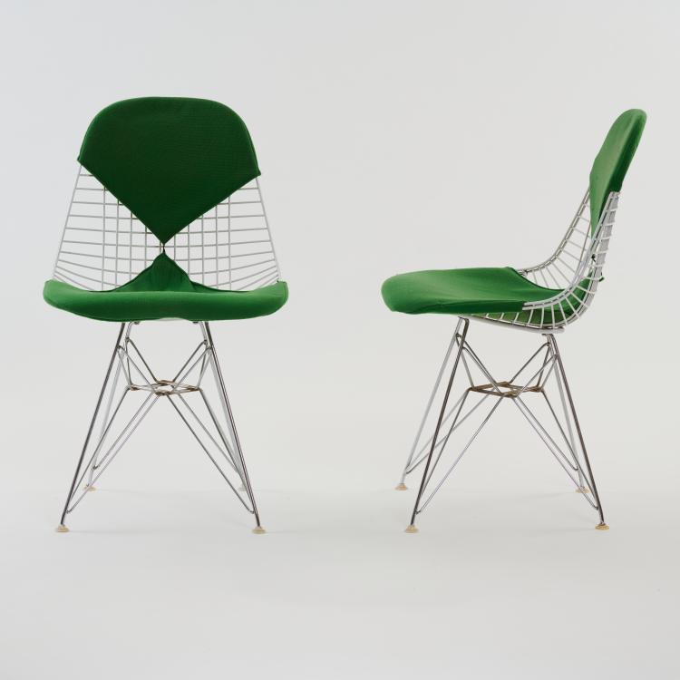 Bild 2 zu Objekt, 6 'Wire Chair - DKR-2' chairs, Eiffel Tower base 'Bikini' upholstery, c. 1951, Charles & Ray Eames, Vitra, Birsfelden; Miller, Herman, Zeeland, 178B 664