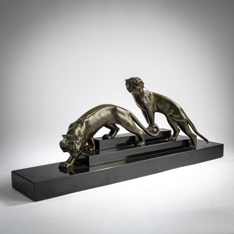 Bild 1 zu Objekt, Bronze figure 'Deux Panth&egrave;res', c. 1930, Georges Lavroff, 178A 236