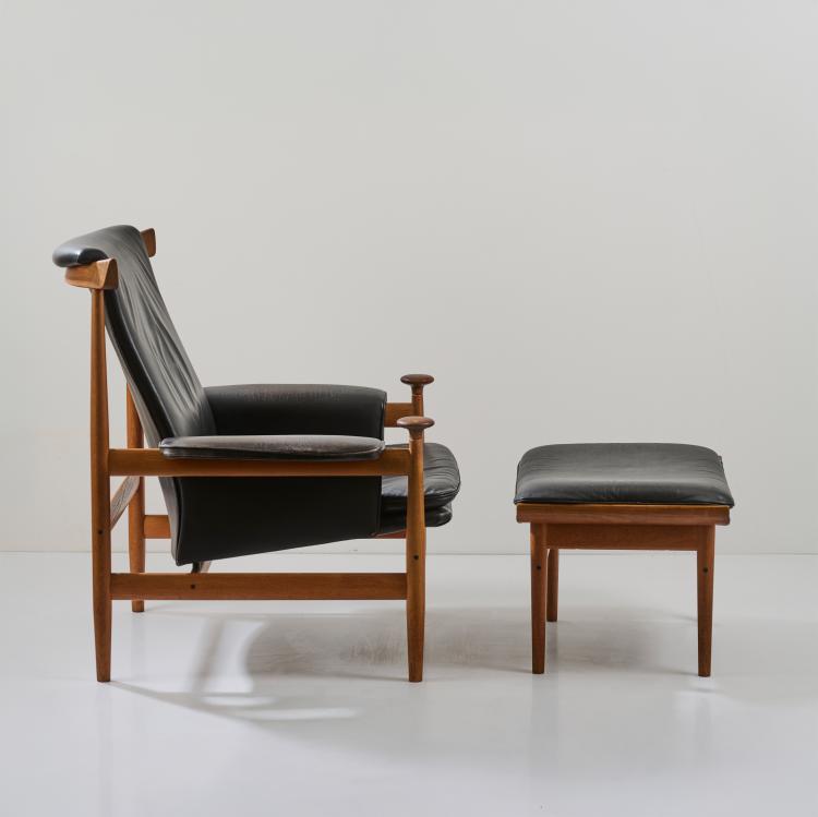 Bild 1 zu Objekt, Armlehnsessel 'Bwana' mit Ottoman, um 1958, Finn Juhl, France & S&oslash;n, Kopenhagen / Copenhagen, 177A 208