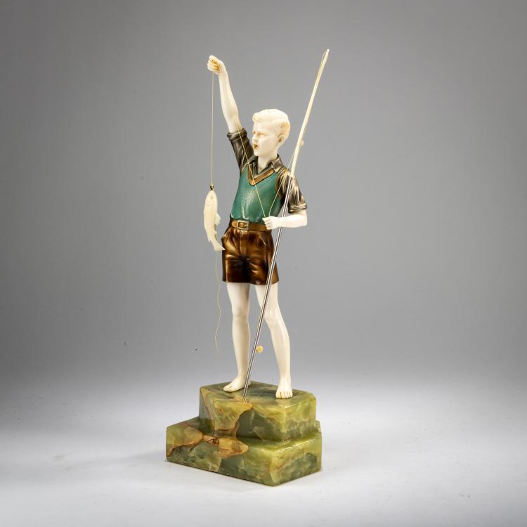 Hauptbild zu Objekt, Chryselephantinfigur 'Fischerjunge', um 1930, Ferdinand Preiss, 178A 268