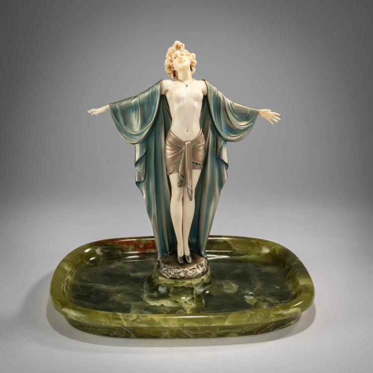 Bild 1 zu Objekt, Schale mit Chryselephantinfigur 'Fr&uuml;hlingserwachen', um 1930, Ferdinand Preiss, 178A 269
