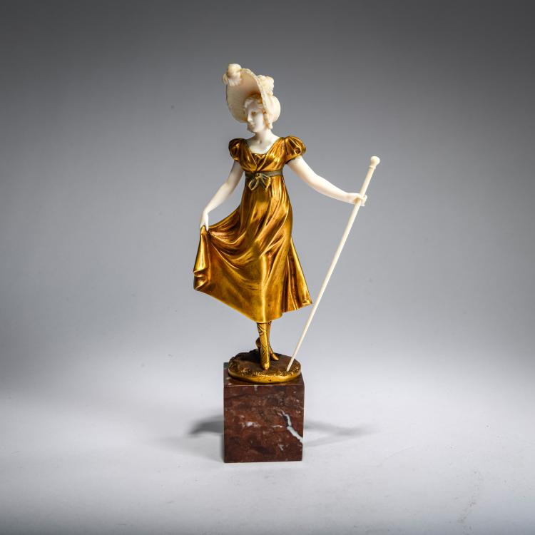 Hauptbild zu Objekt, Chryselephantinfigur 'Elegante', um 1922, Ferdinand Preiss, 178A 258
