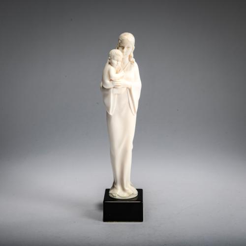 Elfenbeinfigur 'Mutter und Kind', um 1930