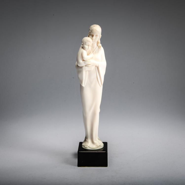 Hauptbild zu Objekt, Elfenbeinfigur 'Mutter und Kind', um 1930, Ferdinand Preiss, 178A 271