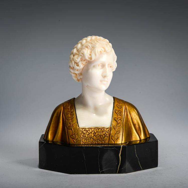 Hauptbild zu Objekt, Chryselephantinfigur 'Frauenb&uuml;ste', um 1930, Ferdinand Preiss, 178A 272