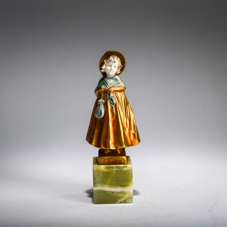 Hauptbild zu Objekt, Chryselephantinfigur 'Victorianisches M&auml;dchen mit Pompadour', um 1922, Ferdinand Preiss, Preiss & Kassler, Berlin, 178A 261