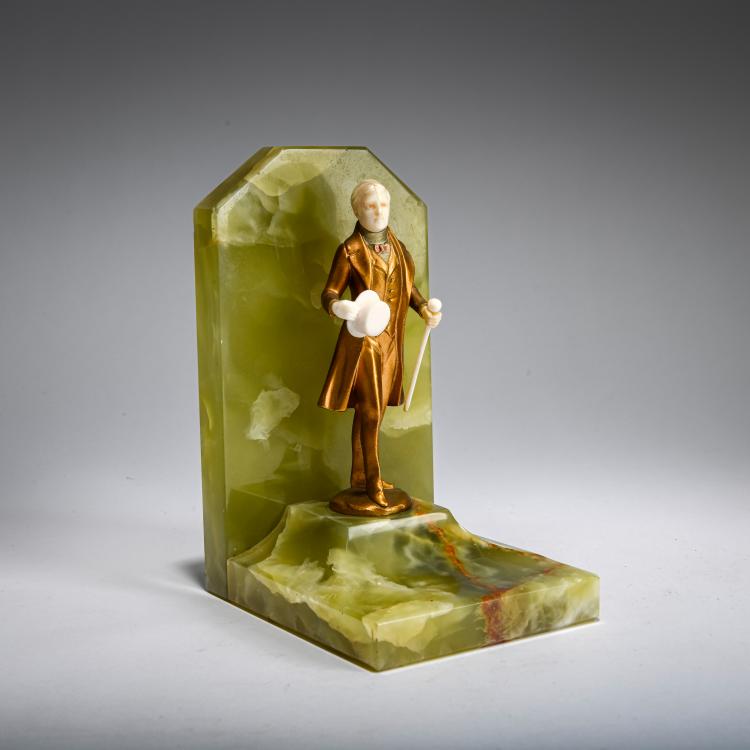 Hauptbild zu Objekt, Buchst&uuml;tze mit Chryselephantinfigur 'Biedermeierherr', um 1922, Ferdinand Preiss, 178A 262