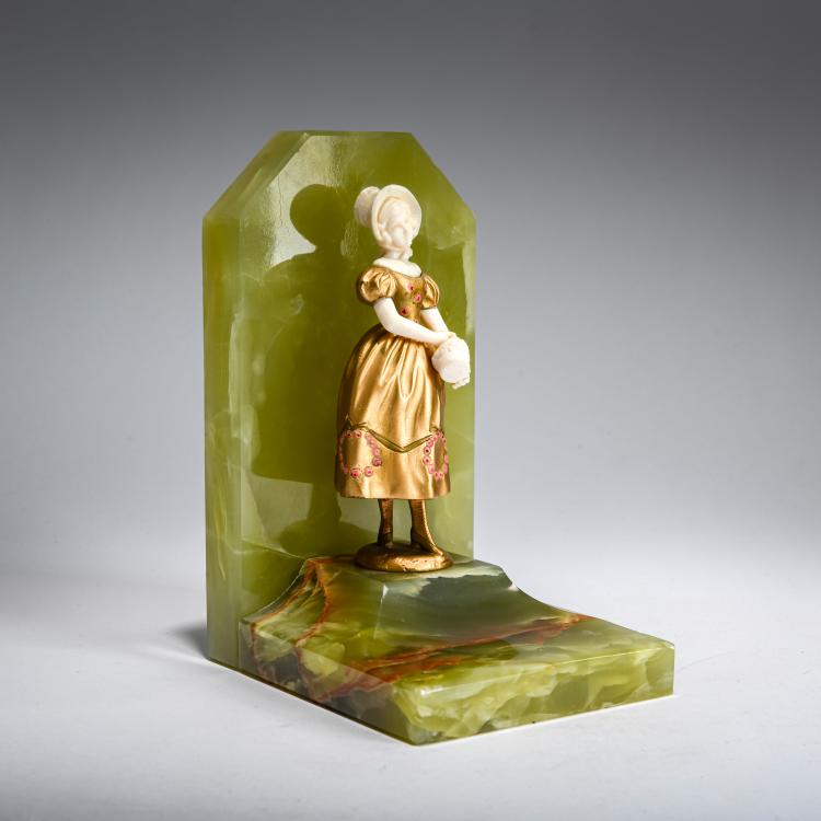 Hauptbild zu Objekt, Buchst&uuml;tze mit Chryselephantinfigur 'Biedermeierdame', um 1922, Ferdinand Preiss, 178A 263