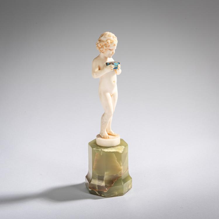 Hauptbild zu Objekt, Elfenbeinfigur 'M&auml;dchen mit Schatulle', vor 1914, Ferdinand Preiss, 178A 254