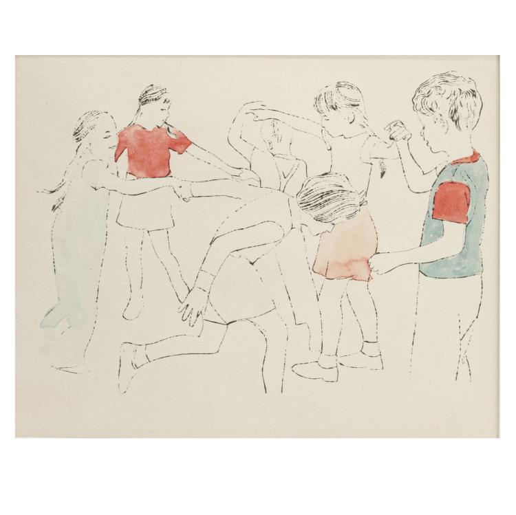 Hauptbild zu Objekt, 'Children Playing Ring Around the Rosie (Happy December)', 1954, Andy Warhol, 177C 690