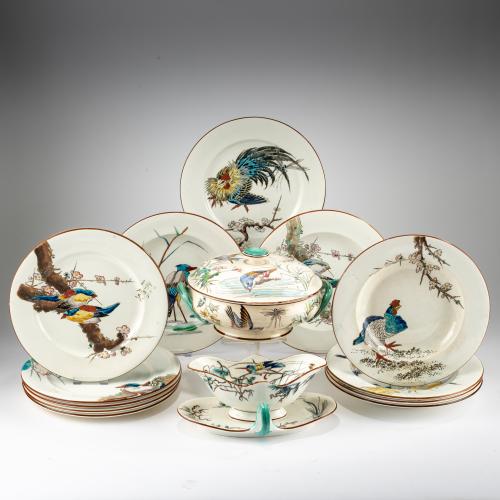 14 service pieces 'Aux grands Oiseaux', c. 1880