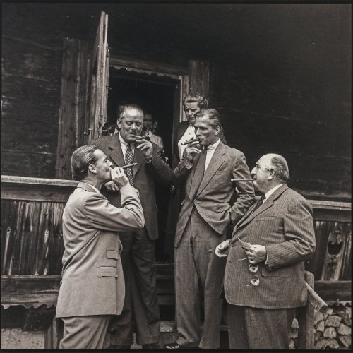 'Udi, my father, my brother-in law Stutz Jedina, Prince Abdel Moneim after a lunch at the Walderdorff's at the Gaisberg',1951 (printed later)