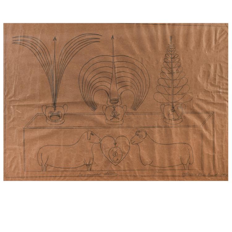 Hauptbild zu Objekt, 'Sch&ouml;pfung, Chaosologie, Tropfologie, Harmonologie, Drachologie - D&auml;monen aller Kultur - und Moralsch&auml;nder', 1952, Friedrich Schr&ouml;der Sonnenstern, 177C 767