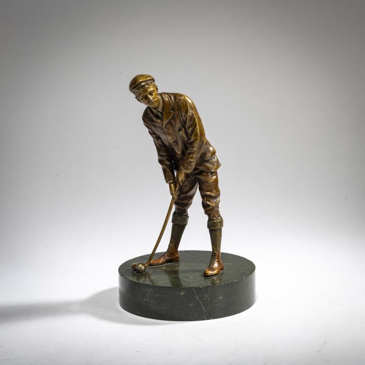 Hauptbild zu Objekt, Bronzefigur 'Golfspieler', um 1900, Franz Xaver Bergmann, Bergmann, Franz Xaver, Wien / Vienna, 178A 220