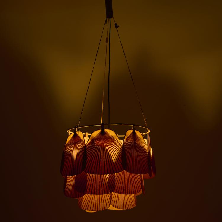 Hauptbild zu Objekt, Deckenleuchte 'Ju-Ku' aus der 'Uchiwa' Serie, 1973 (Entwurf), Ingo Maurer, Design M, Maurer, Ingo, M&uuml;nchen / Munich, 178B 835