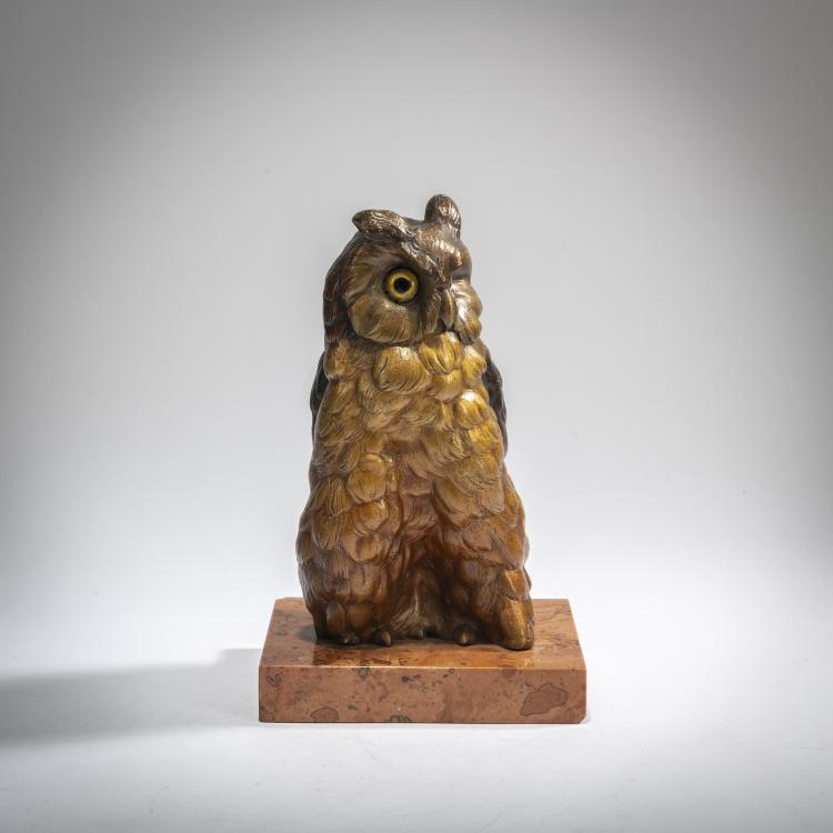 Bild 1 zu Objekt, Bronzefigur 'Uhu', um 1900, Franz Xaver Bergmann, Bergmann, Franz Xaver, Wien / Vienna, 178A 221