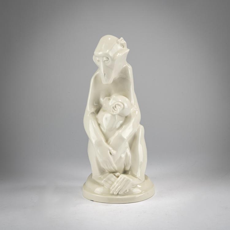 Bild 1 zu Objekt, 'Affenmutter mit Jungem', 1919/20, Anton Puchegger, Schwarzburger Werkst&auml;tten f&uuml;r Porzellankunst, Unterweissbach, 178A 307