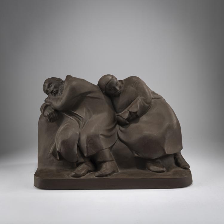 Hauptbild zu Objekt, 'Schlafende Vagabunden', 1912, Ernst Barlach, Meissen, StPM, 178A 375