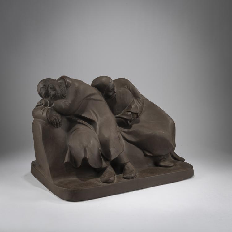 Bild 1 zu Objekt, 'Schlafende Vagabunden', 1912, Ernst Barlach, Meissen, StPM, 178A 375