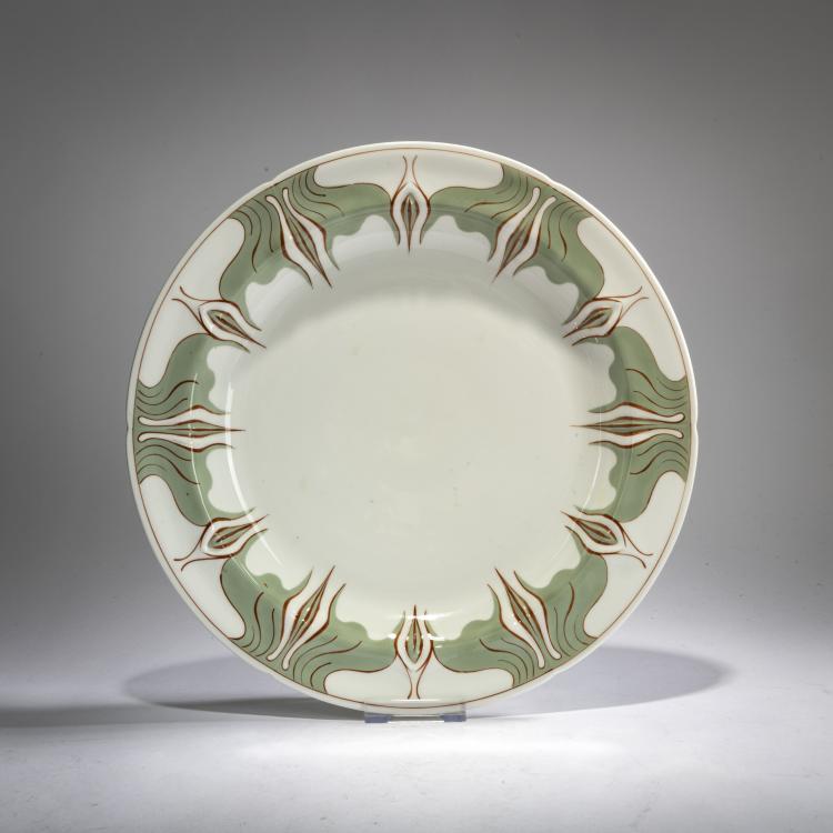 Hauptbild zu Objekt, Runde Vorlegeplatte 'Krokus', 1896, Konrad Hentschel, Meissen, KPM, 178A 324